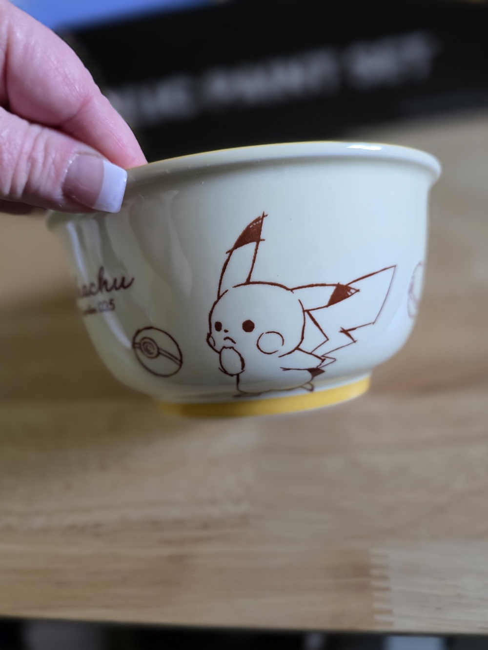 Set Of 2 -Pikachu Ceramic Bowl in Pale Yellow
